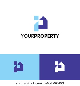 I P Property logo design, i home logo, p home logo, ip icon design in vector, app icon for house 