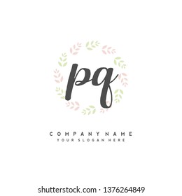 P Q Initial handwriting logo vector