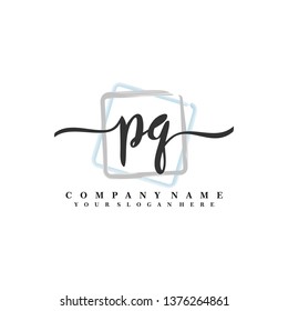 P Q Initial handwriting logo vector