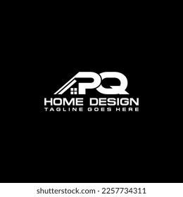 P Q initial home or real estate logo vector design black and white versions