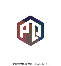 P Q Initial letter hexagonal logo vector