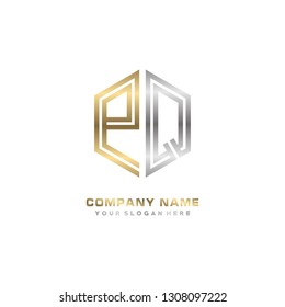 P Q initial letter, modern logo design template vector