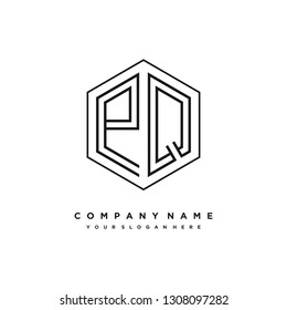 P Q initial letter, modern logo design template vector