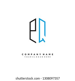 P Q initial letter, modern logo design template vector