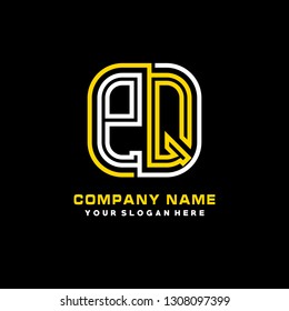 P Q initial letter, modern logo design template vector