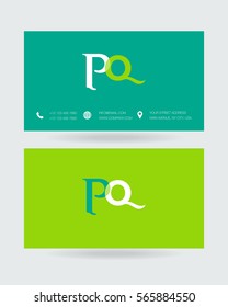 P & Q Letter logo design vector element with Business card
