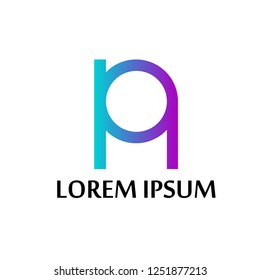 p and q letter logo, vector
