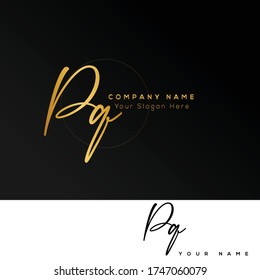  P Q PQ Initial letter handwriting and signature logo.	
