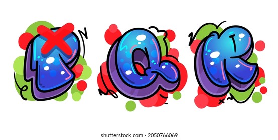 P, Q, R Cartoon Letters Font 