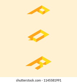 P Q R vector Alphabetic illustration font isometric inside. Isometric font symbol and sign