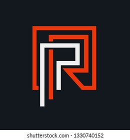 P and R abstract logotype, modern color flet design concepts 