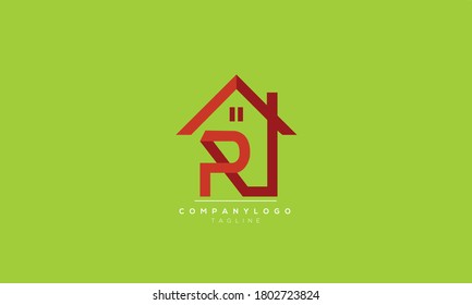 P R house home real estate abstract initials monogram letter text alphabet logo design