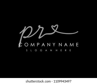 P R Initial handwriting logo vector