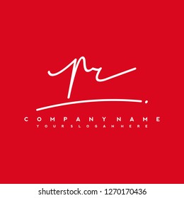 P R Initial handwriting logo vector
