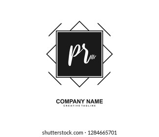 P R Initial Handwriting Logo Template Vector