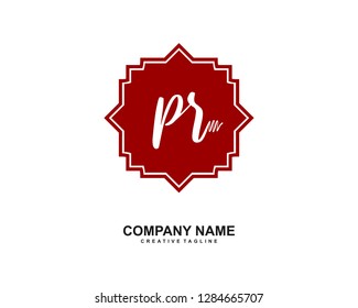 P R Initial Handwriting Logo Template Vector