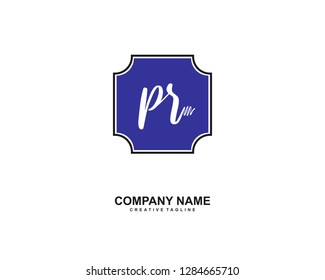 P R Initial Handwriting Logo Template Vector