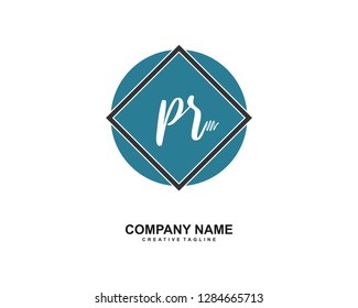 P R Initial Handwriting Logo Template Vector