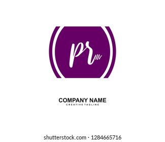 P R Initial Handwriting Logo Template Vector