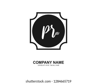 P R Initial Handwriting Logo Template Vector