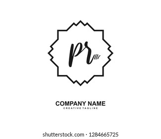P R Initial Handwriting Logo Template Vector