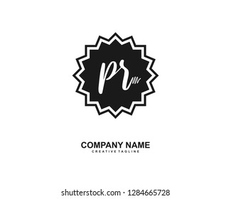 P R Initial Handwriting Logo Template Vector
