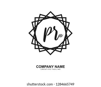 P R Initial Handwriting Logo Template Vector