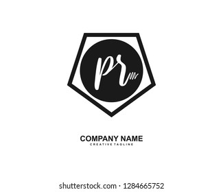 P R Initial Handwriting Logo Template Vector