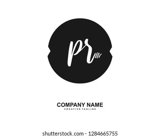 P R Initial Handwriting Logo Template Vector