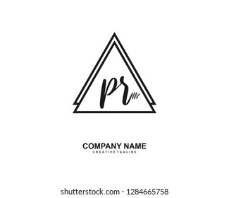 P R Initial Handwriting Logo Template Vector
