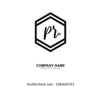 P R Initial Handwriting Logo Template Vector