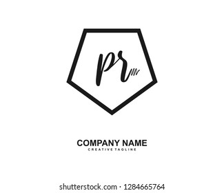 P R Initial Handwriting Logo Template Vector
