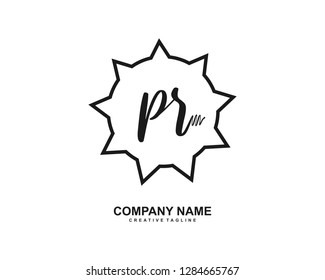 P R Initial Handwriting Logo Template Vector