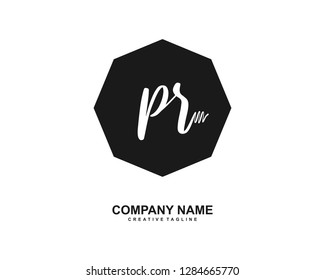 P R Initial Handwriting Logo Template Vector