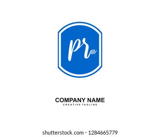 P R Initial Handwriting Logo Template Vector