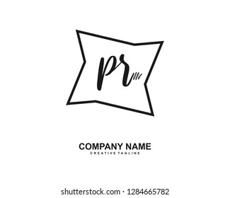 P R Initial Handwriting Logo Template Vector