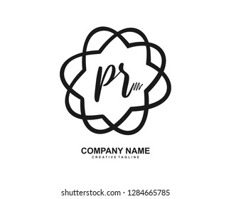 P R Initial Handwriting Logo Template Vector