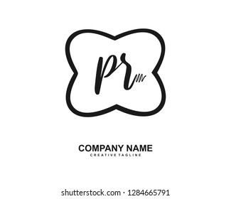 P R Initial Handwriting Logo Template Vector