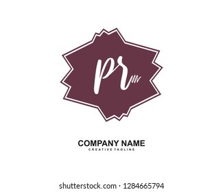 P R Initial Handwriting Logo Template Vector