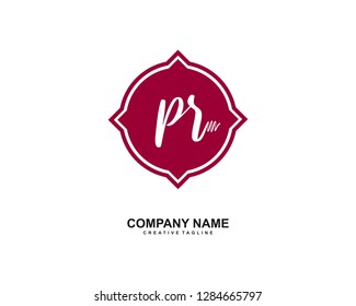 P R Initial Handwriting Logo Template Vector