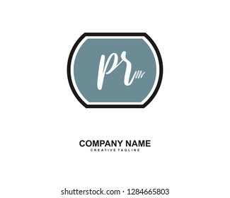 P R Initial Handwriting Logo Template Vector