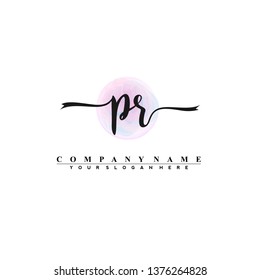 P R Initial handwriting logo vector