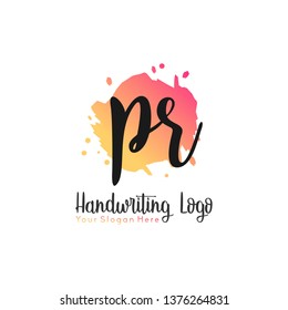 P R Initial handwriting logo vector