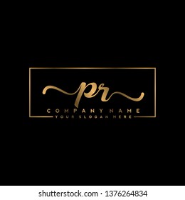P R Initial handwriting logo vector