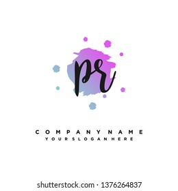 P R Initial handwriting logo vector