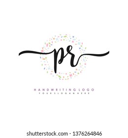 P R Initial handwriting logo vector