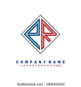 P R initial letter, modern logo design template vector 