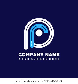 P R initial letter, modern logo design template vector 