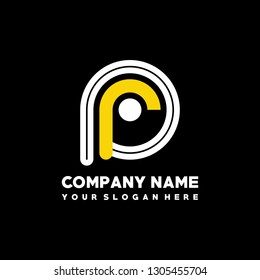 P R initial letter, modern logo design template vector 