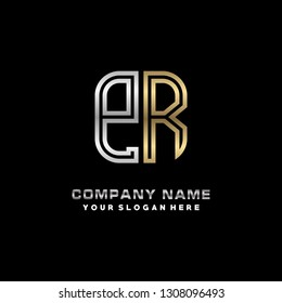 P R initial letter, modern logo design template vector